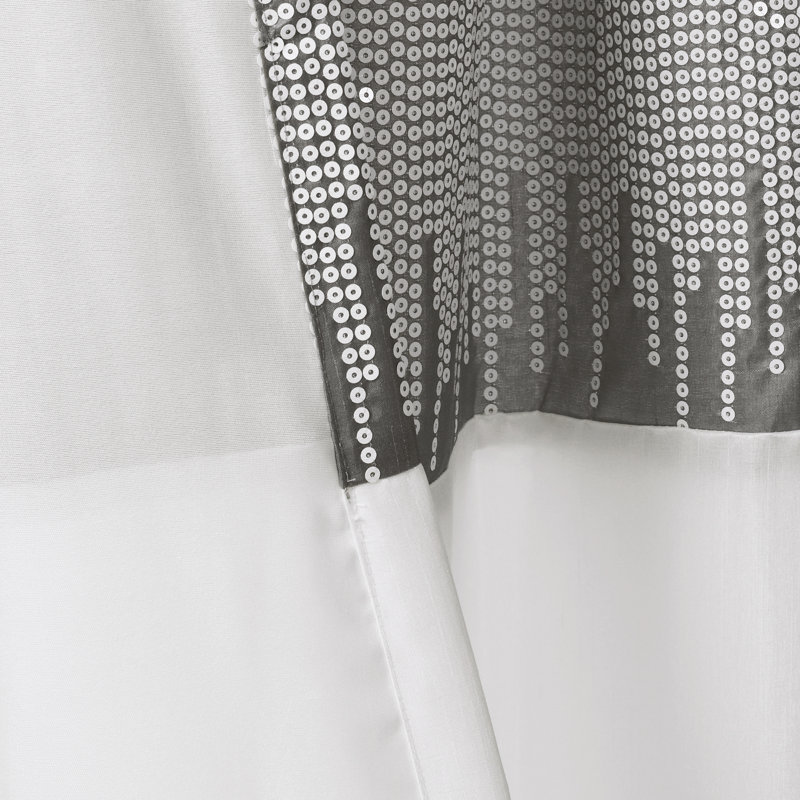 Night Sky Semi Sheer Single Curtain Panel, 42" W x 95" L, Black/Gray