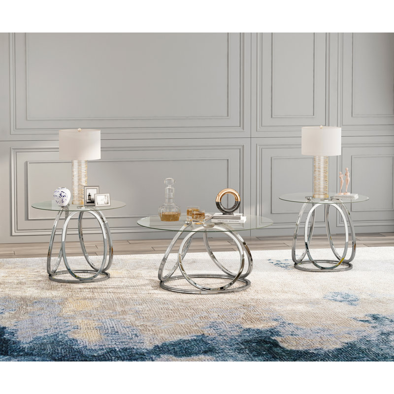 Ensemble de 3 tables basses, Chrome