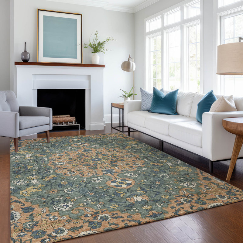 Machine Washable Indoor/Outdoor Chantille ACN2463 Traditional Rug, 10' x 14', Copper