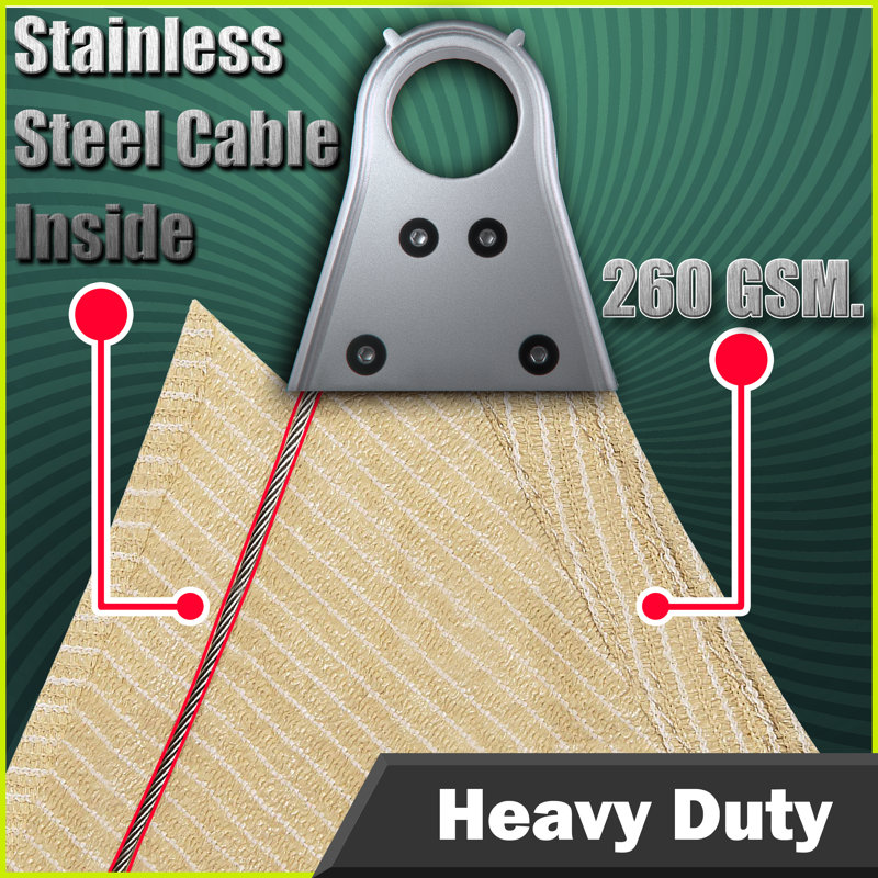 Beige 18' x 24' High-Density Polyethylene Patio Shade Sail