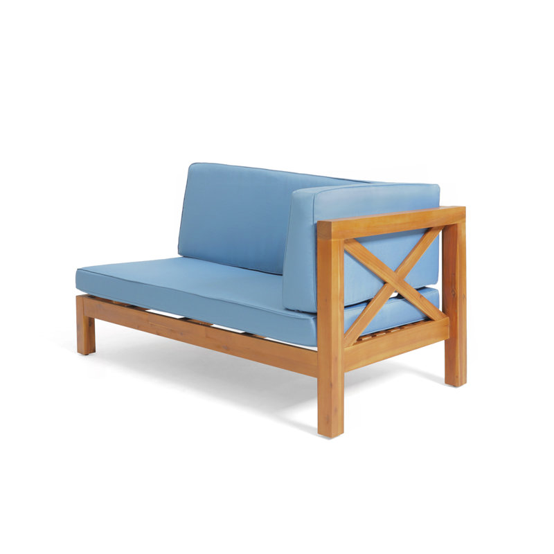 Patio X-Back Right Corner Bench, Blue, Blue