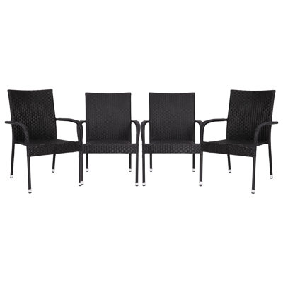 Zareya Indoor/Outdoor Stacking Steel Framed Wicker Dining Armchairs