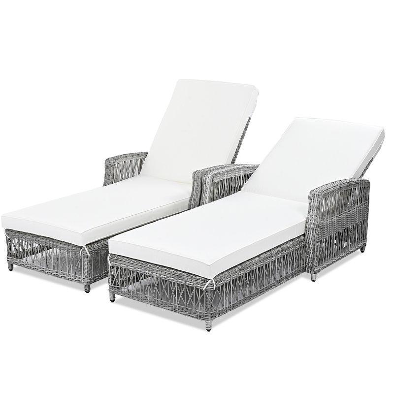 Chaise longue inclinable 2 pièces 2 pièces, Beige