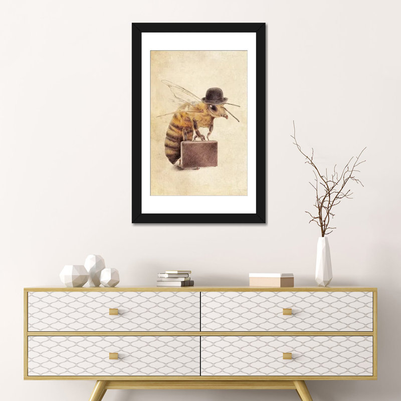 «Worker Bee», impression sur toile tendue, H 24 po x l 16 po x P 1 po, Papier d'art encadré noir, Blanc