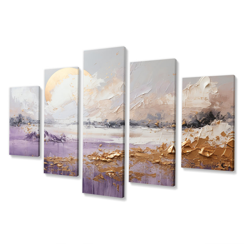 Décoration murale mauve et or lac et montagne IV - Lake Multipanel