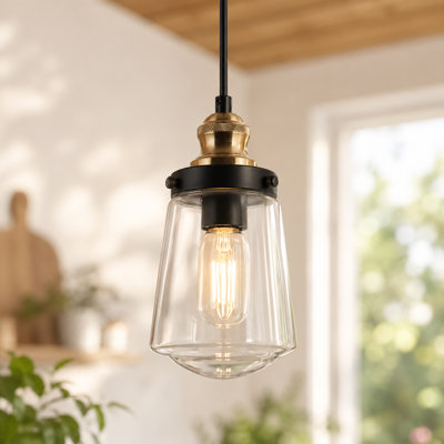 Modern Black Mini 1-Light Glass Pendant Light