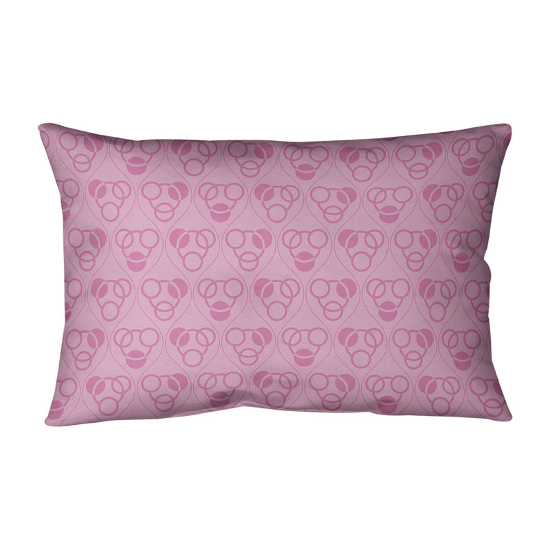 Coussin lombaire classique à motif de cercles Waves, H 14 po x l 20 po, Polyester / Bourre en polyester, Rose