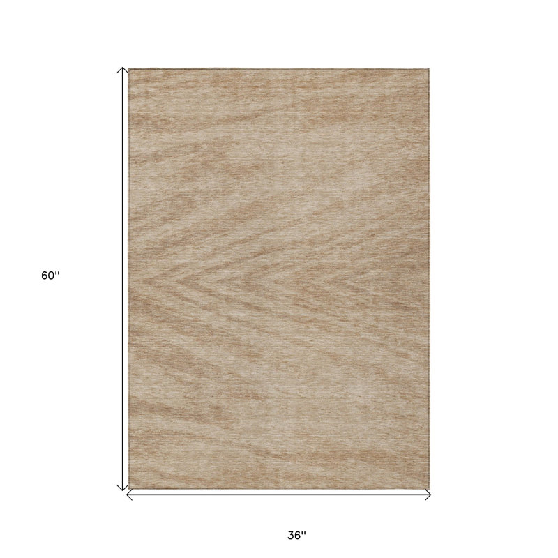 Tapis extérieur lavable abstrait kaki et brun 3 pi x 5 pi