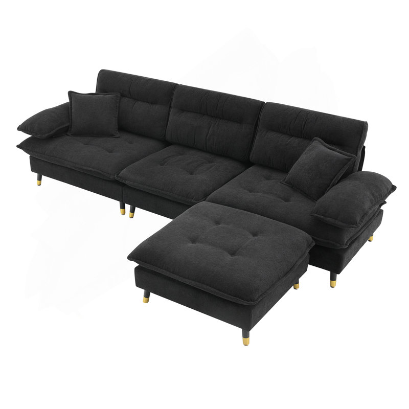 Versatile Convertible Sectional Sofa With Adjustable Legs And Movable Ottoman For Various Spaces