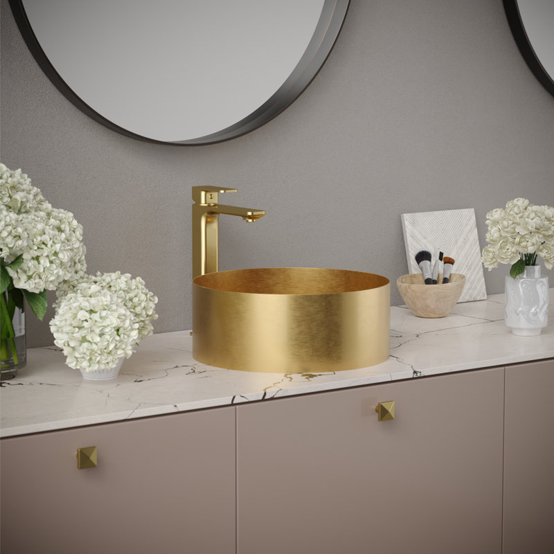 Single-handle Bathroom Faucet with Drain Assembly, Brushed Gold
