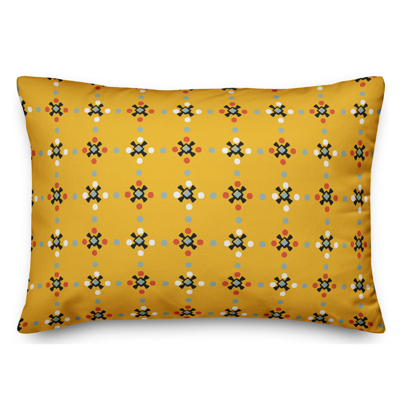Coussin Whimsical Folk, Jaune / Noir / Rouge