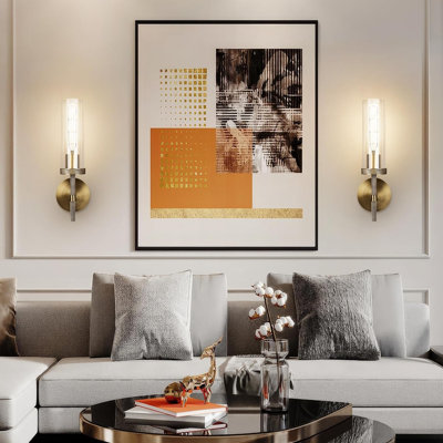 Modern Brass Wall Sconces Set Of 2 With Clear Glass Tube, Retro Knurled Design, Versatile Lighting For Bathroom, Bedroom, Living Room, Hallway, Staircase, And Kitchen