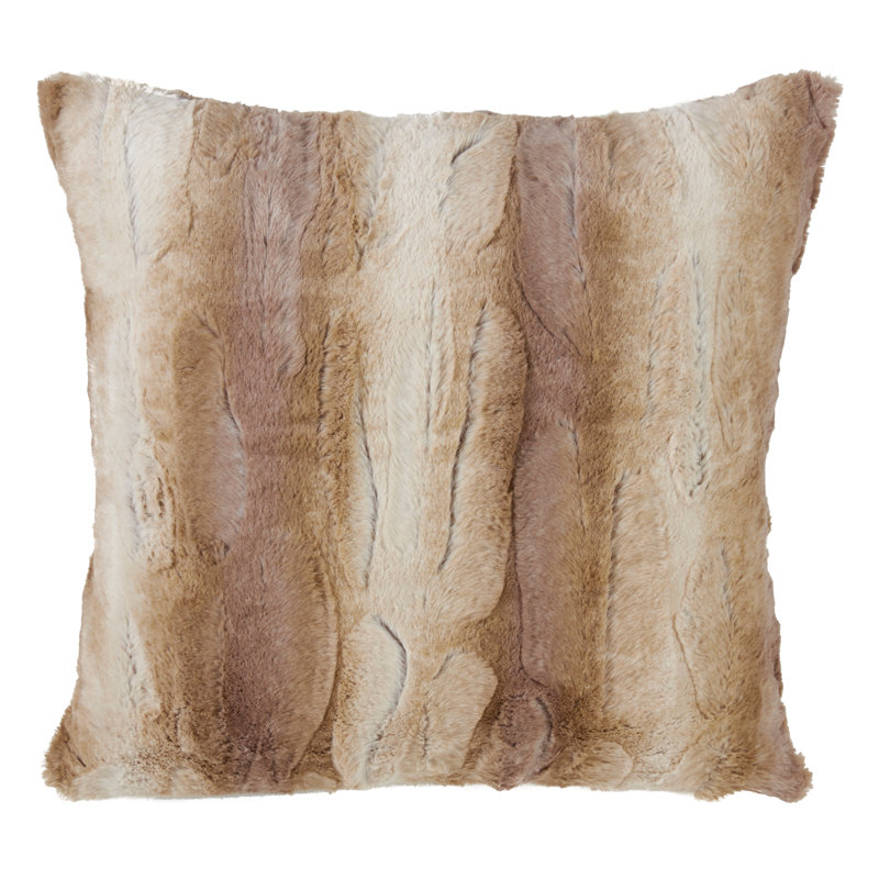 Natural Animal Print Faux Fur Square Throw Pillow 20"
