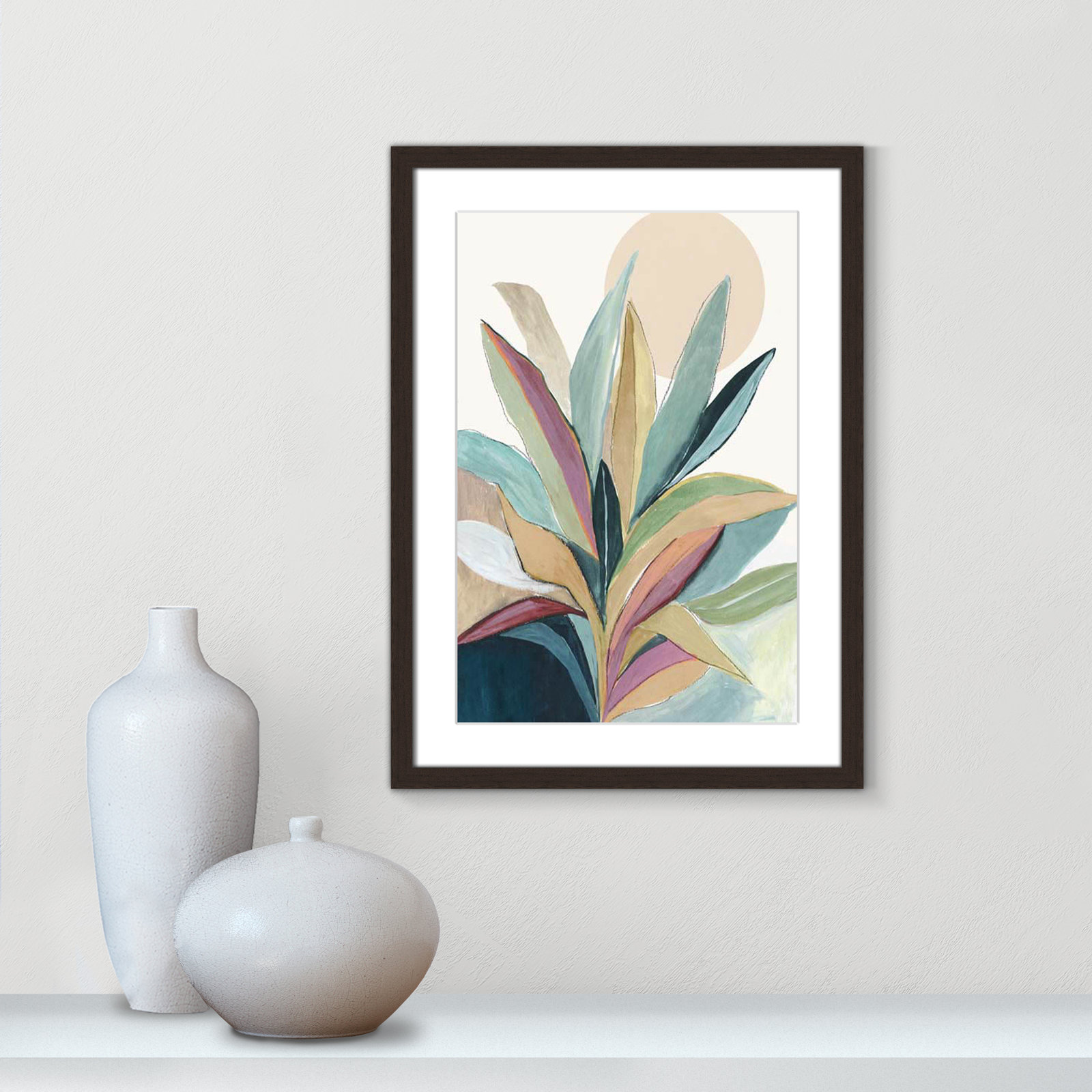 Sherbrooke Sunny Bright Leaves I by Asia Jensen Print, Yes, 23" H x 17" W x 1.25" D, Walnut Single Picture Frame