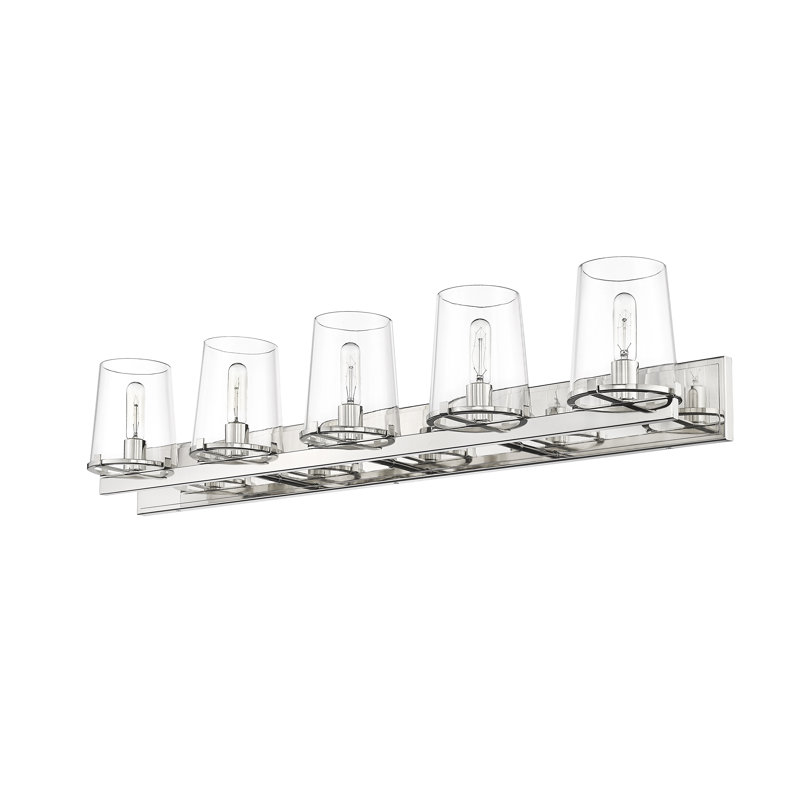 Éclairage pour salle de bain à intensité variable 5 lumières Ahmaud, Nickel poli