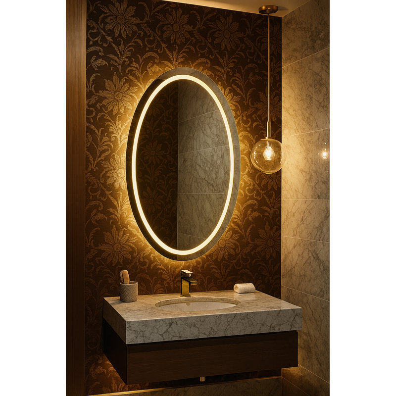 Infinity Rectangle Solid Wood Lighted Mirror