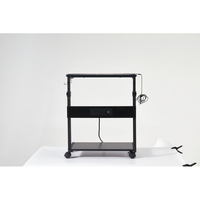 Height Adjustable Computer Tower Stand, 2-Tier ATX-Case CPU Holder Cart Under Desk Mobile PC Laptop Home Office Gaming Accessories W/Rolling Wheels