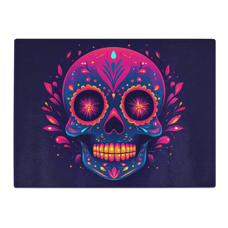 Sugar Skull  Glass Chopping Board