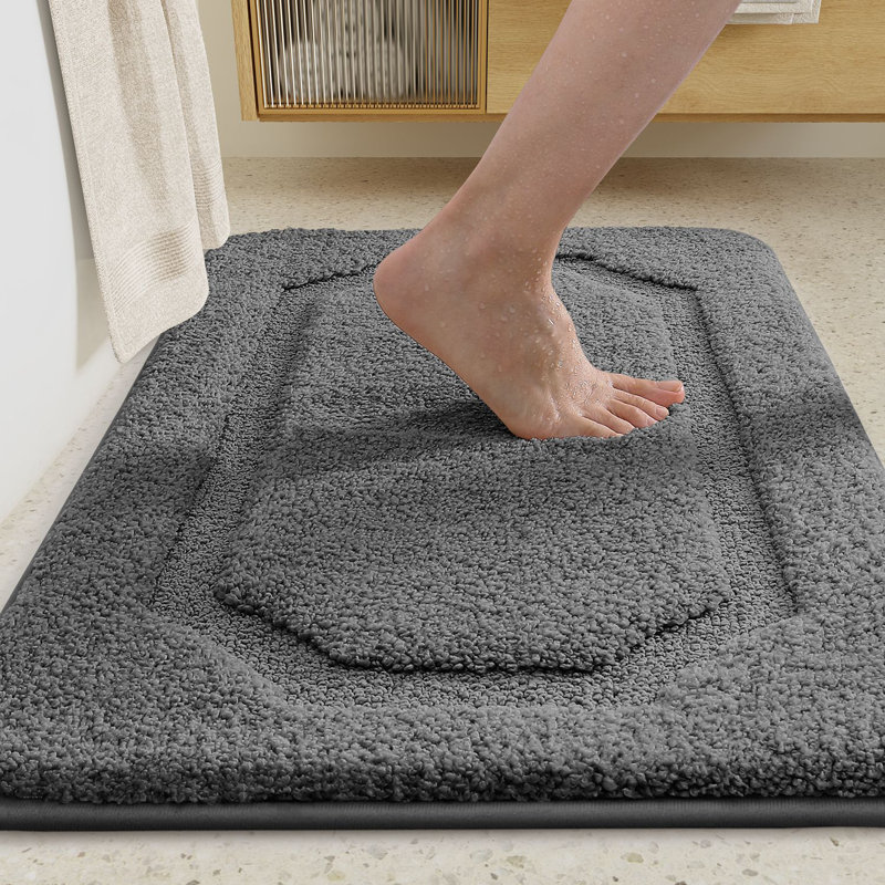 Tapis pour salle de bain Anselm, Simple - L 60 po x l 24 po, Gris foncé
