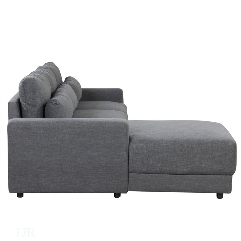 L-Shaped Modular Sectional Sofa With Removable Back Cushions And 3 Pillows