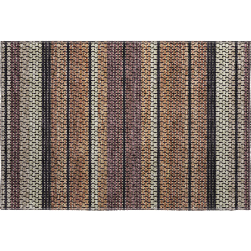 Premium Machine Washable Mayfield AMF2427 Striped Rug, 1'8" x 2'6", Paprika