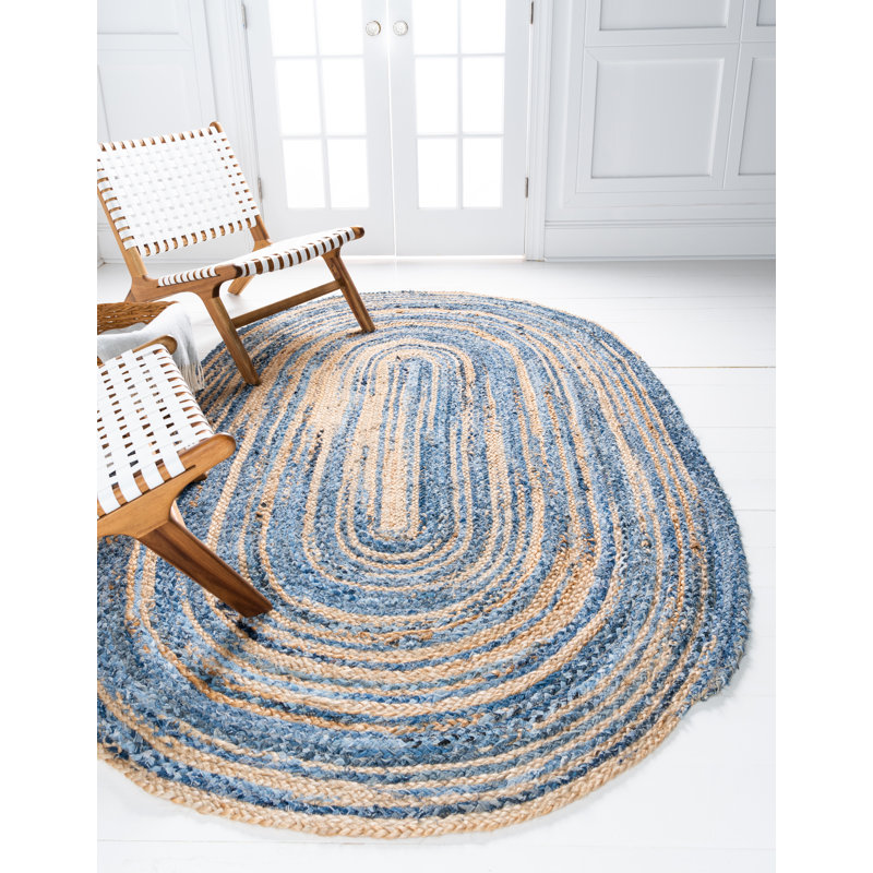 Philo Cotton Striped Indoor Rug, Oval 5'1" x 8'