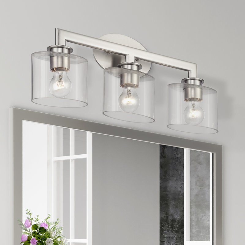 Très grande applique pour meuble-lavabo en chrome poli 5 lumières avec verre soufflé à la bouche, Nickel brossé, 3