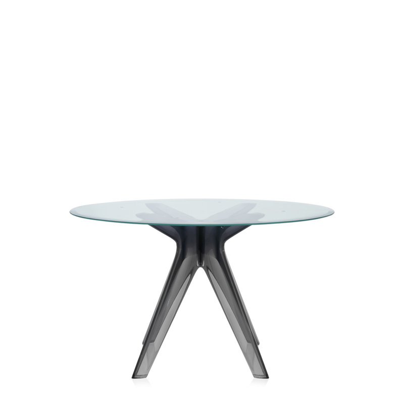 Sir Gio Round Glass Dining Table, Transparent, Green