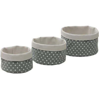 3Pcs Round Fabric Storage Baskets Decorative Round Baskets For Home Decor (Grey)