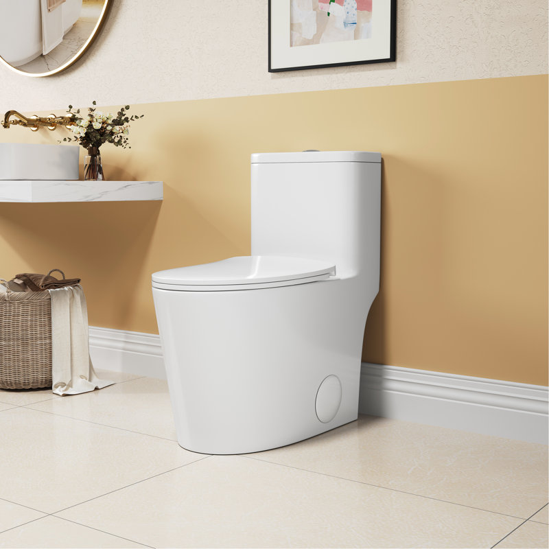 White Ceramic Toilet, 1.1/1.6 , Elongated, Comfortable Height, Soft Close Seat, & , T036wt Elongated White, Comfortable,
