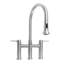 Whitehaus Collection Solid Stainless Steel Dual Lever Gooseneck Bridge Kitchen Faucet with Pull-down Spray Head-326448851