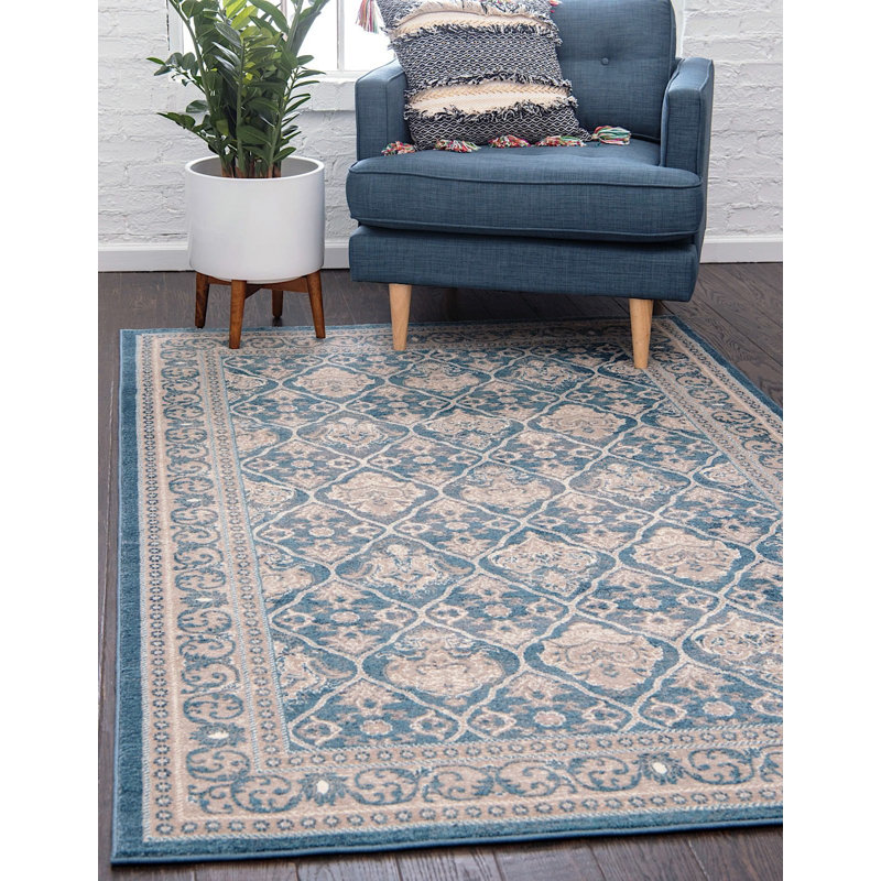 Tapis oriental bleu Linz, Rectangle 6 pi x 9 pi