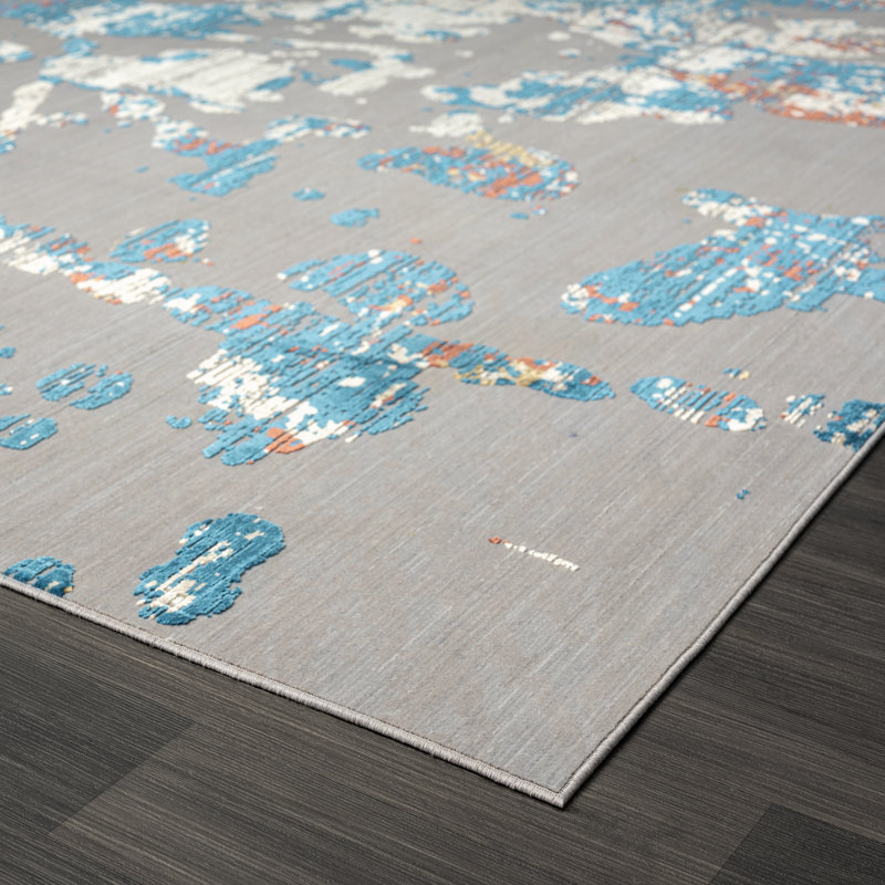 Lydian Abstract Area Rug in Grey, Rectangle 13'2" x 16'5"