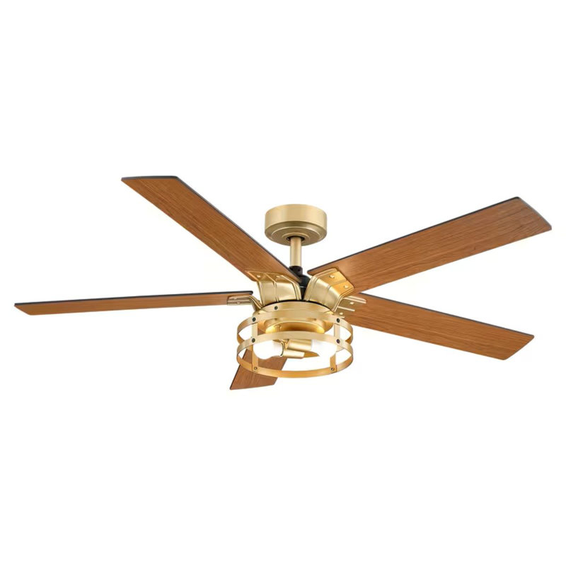 52" Industrial Downrod Mount Reversible Ceiling Fan With Lighting And Remote Control