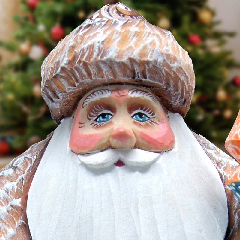 Grizzly Bear Santa Hand-Painted Wood Carved Masterpiece By G. Debrekht