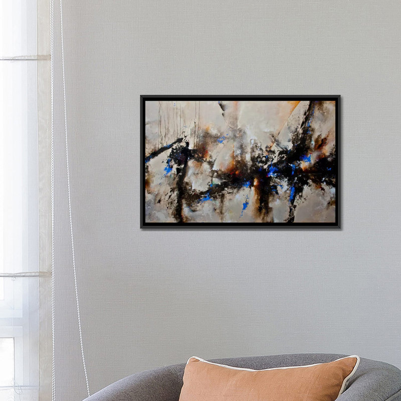 Peinture sur toile tendue, "sables du temps iii" par ch studios, H 18 po x l 26 po x P 1,5 po, Toile encadrée noire