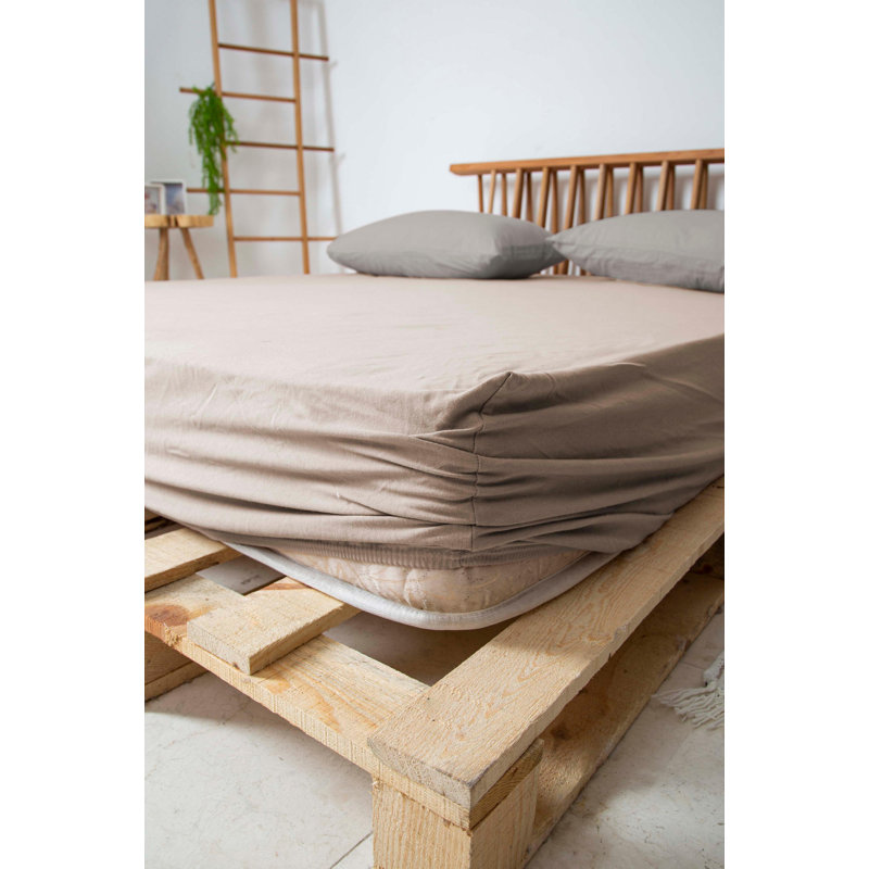 Drap-housse 100% coton 144 fils Helfried, Beige
