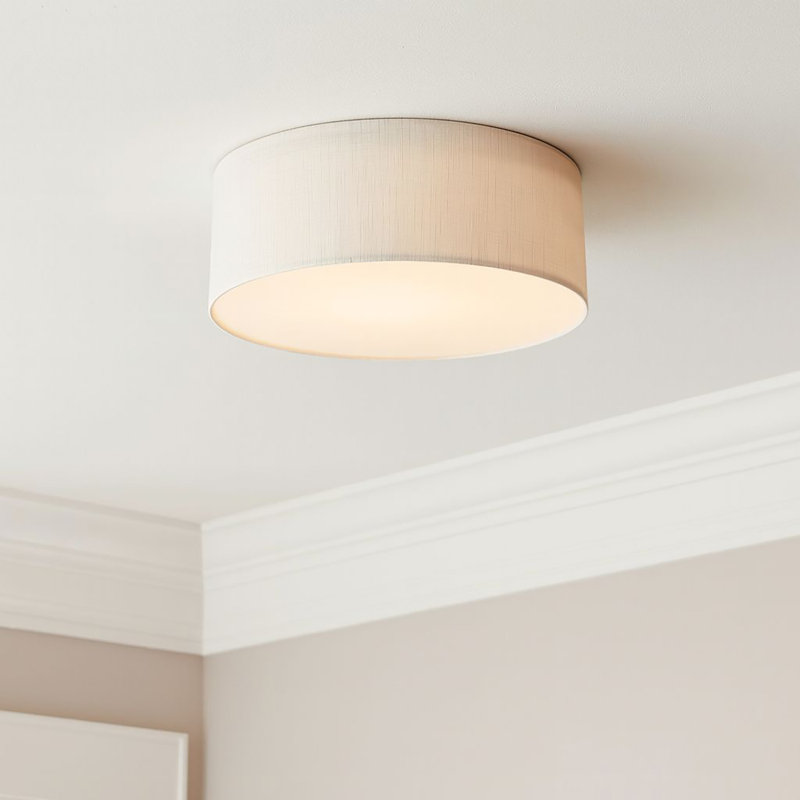 Kley 1 - Light Shaded Drum Flush Mount, 4.75" H x 12.25" W x 12.25" D, Linen White, No
