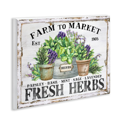  «Farmhouse Fresh Herbs», art mural sur bois par Creatif Belle