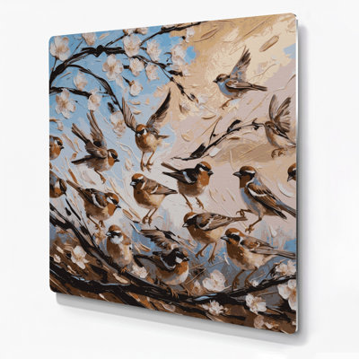 Birds Song Sparrow Gray Metal Wall Art