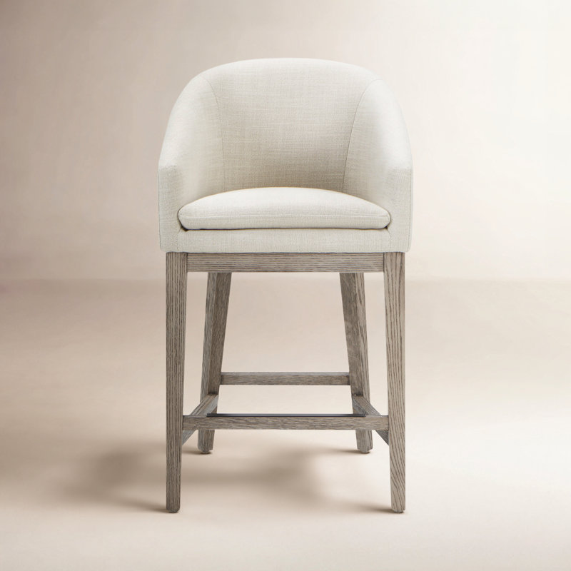 Bethea Counter Stool With Arms, Effie Linen Performance Linen