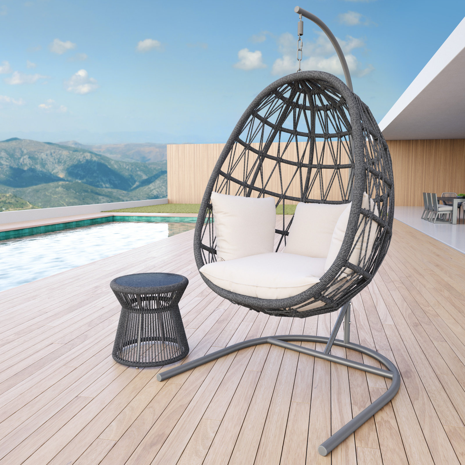 Renfri 20.28'' Stone Outdoor Side Table, Charcoal