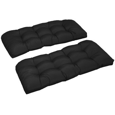 Ensemble de 2 coussins noirs pour banc de jardin 2 places.