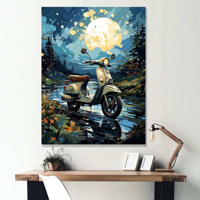 Impression sur toile Urban Nightly Scooter Vibes, H 20 po x l 12 po x P 1 po, Toile tendue