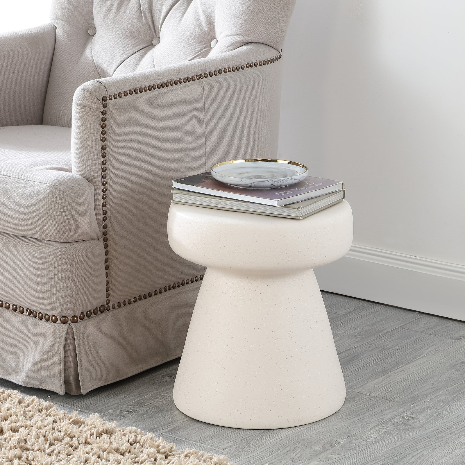 Simmons End Table, Speckled White
