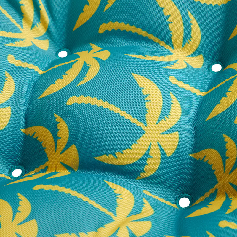 Outdoor 5'' Dining Chair Seat Cushion, Real Teal Palm