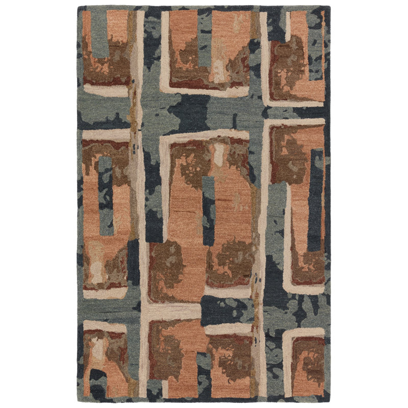 Zoe Bios By Jaipur Living Balsa HNC04 Handmade Abstract Peach and Blue Area Rug (8'x10'), Rectangle 8' x 10'