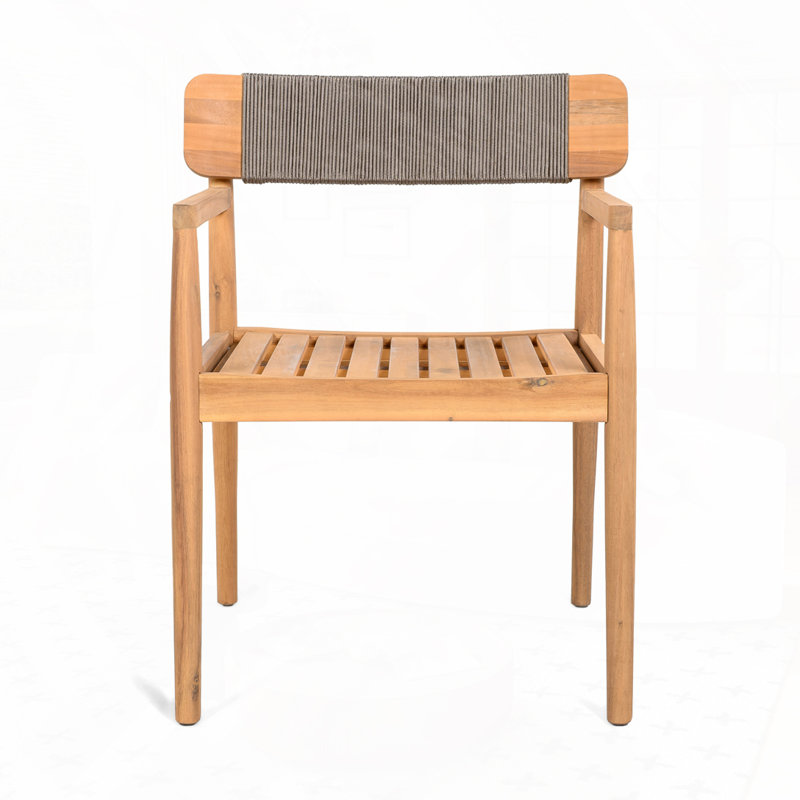 Outdoor Patio Acacia Wood Club Chair, Gray