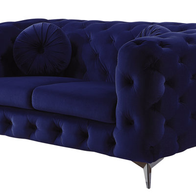Atronia Blue Velvet Loveseat