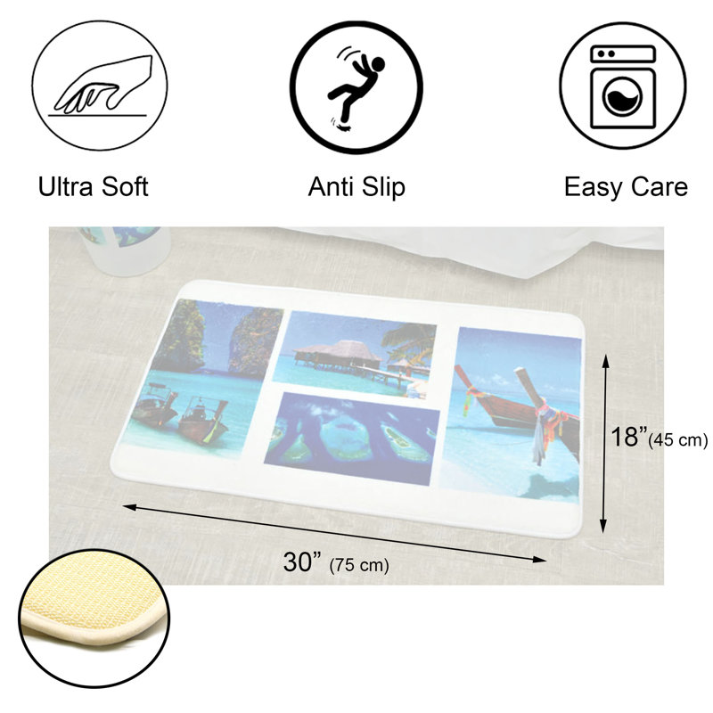 Paradise Blue Microfiber Memory Foam Bath Rug